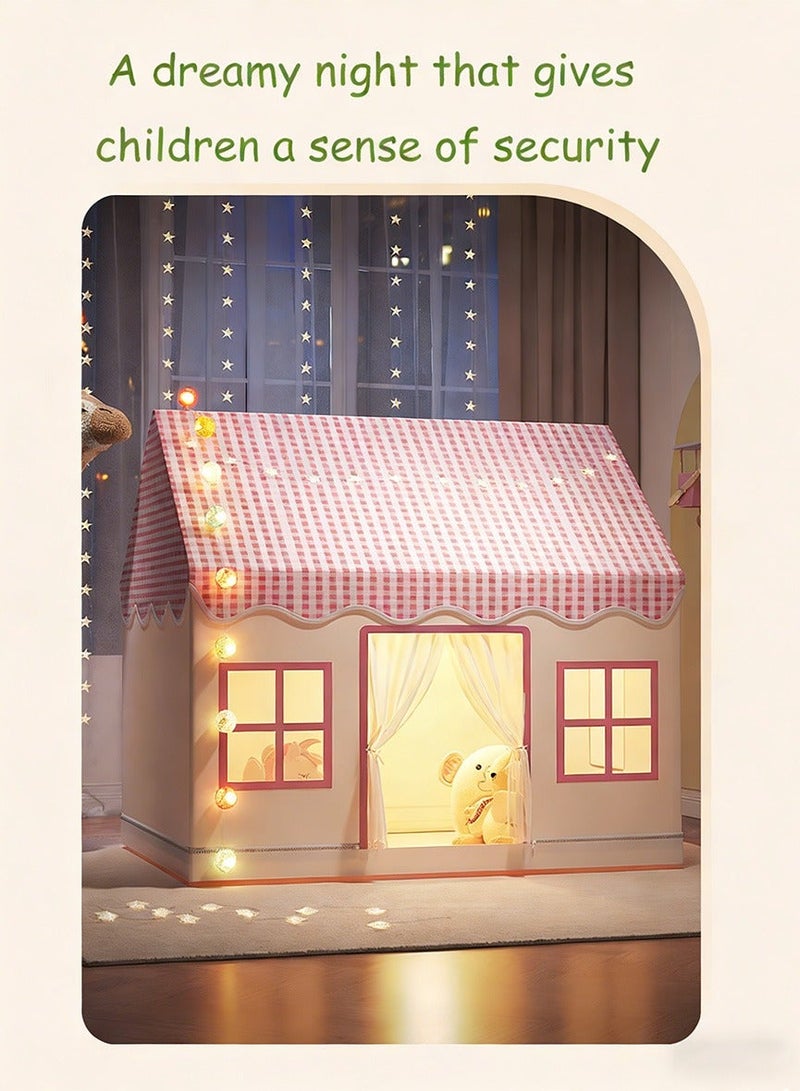 RAKAY Children's Play Tent House , 125x95x130 cm, Checkered Design, Metal Frame, Indoor Playhouse for Kids,Pink - Image 2